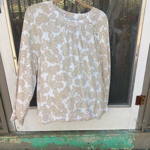 LOFT Cream and Gold Paisley Blouse